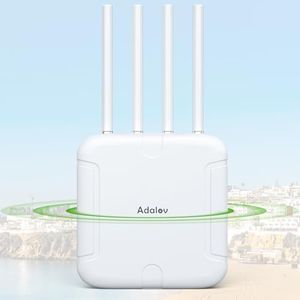 Adalov WiFi 6 Outdoor Access Point, 5378Mbps Dual-Band Wireless AP, 500M Long-Range WiFi Extender, Supports Mesh/AP/Repeater, Up to 128 Devices, Waterproof IP67, Ideal for Farm, Yard, RV, Campsite