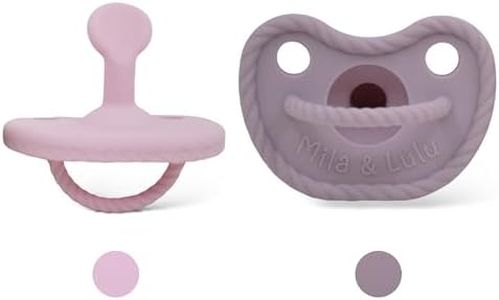 Mila & Lulu Orthodontic Silicone Pacifiers (Set of 2) – 100% Food-Grade, One-Piece Design, Soft Orthodontic Nipple, Airflow Shield, Multi-Use Pacifier & Teether for 0+ Months - Ballerina/Mauve