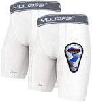 Youper Athletic Supporter Underwear, Compression Shorts w/Cup Pocket, Adult Sizes, White Grey, XX-Large