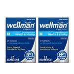 wellman Multivitamin Tablets For Men With 21 Nutrients Like Vitamin C,L-Arginine,Calcium,Zinc. Feel More Energetic,Support Reproductive Health,Boost Immunity,Vegetarian Your Energy Booster Pack Of 2