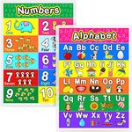 Laminated Preschool Poster for Toddlers and Kids, Full Laminated Posters for Nursery Homeschool Kindergarten Classroom, 16.9 x 11.9 Inch (Alphabet, Number 1-10, 2)