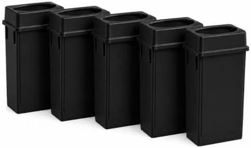 23 Gallon Slim Jim Rectangular Black Trash Can with Lid | 5 PACK
