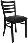 Flash Furniture HERCULES Series Black Ladder Back Metal Restaurant Chair - Black Vinyl Seat