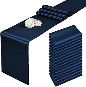 15 Pack Satin Navy Blue Table Runners 12 x 108 Inch Long Table Runners for Rectangle Round Tables,Smooth Satin Table Runner for Wedding,Birthday Party Banquets Graduation Engagements Decoration