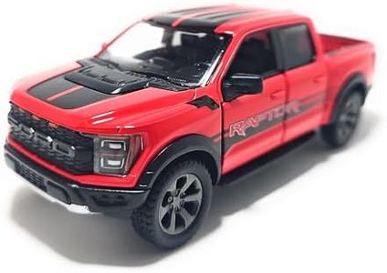 Kinsmart 2022 Ford F-150 Raptor Livery Edition, Red, Scale 1:46 Model, Openable Front Doors and Tail Gate, Pull-Back Action
