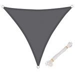 WOLTU Sun Shade Sail 4x4x4 m Triangle Water Resistant Sail Shade Polyester UV Block with Free Rope Sunscreen Awning Canopy for Outdoor Garden Patio Yard Party,Grey