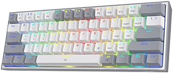 Redragon K617 Fizz 60% Wired RGB Gaming Keyboard, 61 Keys Hot-Swap Compact Mechanical Keyboard w/White and Grey Color Keycaps, Linear Red Switch, Pro Driver/Software Supported