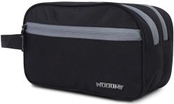 Wooum Polyester Toiletry Bag for Men & Women, Travel Pouch for Toiletries Shaving Kit & Cosmetics, Water Resistance Pouch for Travel Accessories, Organizer Travel Pouch for Make Up, Black