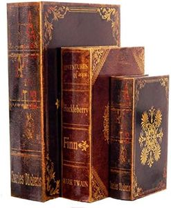 Bellaa 28038 Decorative Book Box Vintage Floral Set of 3 Hidden Secret Storage Jewelry Keepsake Gift