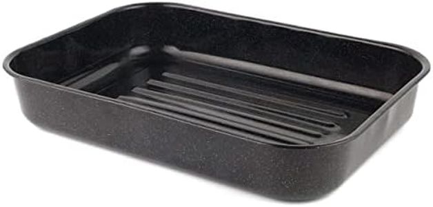 Russell Hobbs CW11431 Deep Roasting Tin, Vitreous Enamel Coated Large Roaster, Oven Baking Dish, Roast Chicken Tray, Meal/Vegetables, Dishwasher Safe, Romano Collection, 42 cm, Black