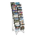 FixtureDisplays? 10-Tiered Wire Literature Stand for Floor, 20 Pockets for Magazines, Header - Black 119963