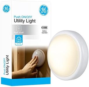 GE Tap Light Battery Operated,White,Push Light,Stick On Lights,Wireless Lights,Portable,Under Cabinet Lighting,Perfect for Under Cabinets,Closet,Nightstand,Bathroom,Hallway,54807