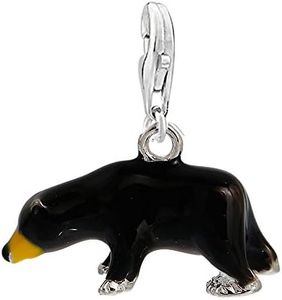 Sexy Sparkles Bear Charm for Bracelet – 3D Walking American Black Bear Clip-On Charm, Compatible with Chain Link Bracelets and Necklaces, Includes Lobster Clasp