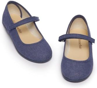 Childrenchic Mary Jane Shoes for Girls – Classic & Comfortable Canvas Dress Shoes for Toddlers & Kids – Perfect Flats for School, Play, and Special Occasions (Canvas, Blue Indigo, 6 Toddler)