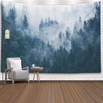 EMMTEEY Forest Wall Hanging Tapestry,Mens Tapestry for Bedroom, Room Tapestry Tapestries Printed 80X60 Inches for Misty Foggy Mountain Landscape with Fir in Hipster Vintage Retro Style