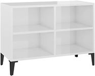 vidaXL TV Cabinet with Metal Legs Bedroom Living Room HiFi Storage Stand Rack Unit Entertainment Centre Furniture High Gloss White 69.5x30x50 cm