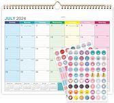 Wall Calendar 2024-2025 Academic Year, Family Large Monthly Calendar Canada Francais for Wall Fridge, Teacher Mom Calendar 18 Months Daily Planner from July 2024 to December 2025 with Planner Stickers, 14.7" x 11.6" (Rainbow-Jul 2024)