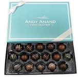 Andy Anand Dark Chocolate Truffles 16 Pcs Of Champagne, Rum, Amaretto, Black Forest Ext Amazing-Delicious-Decadent Gift Boxed & Greeting Card Birthday Valentine Christmas Mothers Fathers day Wedding