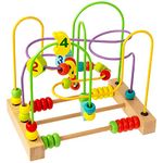 Wowow Toys WoodWorks Bead Coaster | Wooden Bead Maze with Wooden Abacus Early Development & Activity Toys for Kids Highchair for Toddler Girls Boys 18 Months+