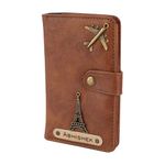 AICA Personalised Name & Charm Leather Passport Cover (Tanbrown) | Valentine Gifts for Boy Girl Husband Wife Boyfriend Girlfriend