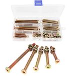 binifiMux 50Pcs 1/4-20" Baby Bed Hardware Replacet Kit, Zinc Plated Hex Socket Cap Drive Screws Barrel Nuts Assortt Kit for Cot Chairs Furniture, 1-1/2" 2" 2-1/ One Size Bronze