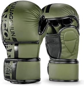 KUANG QUAN MMA Gloves Open Palm Sparring & Grappling Mitts,Martial Arts for Men & Women,Combat Sports,MMA, Boxing, Muay Thai, Kickboxing (Army Green, Large)