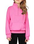 Arshiner Girls Half Zip Sweatshirt Fleece Quarter Zip Pullover Sweatshirts Fall Clothes for Teen Girl Girls Sweatshirts Size 10-12 Neon Pink Sweatshirt
