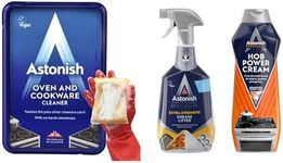 Astonish Kitchen Degreaser & Cleaner Bundle – Oven & Cookware Cleaning Paste, Extra Strength Grease Lifter Spray with Baking Soda, and Specialist Hob Cleaner Cream – Heavy Duty Multi-Surface Cleaning