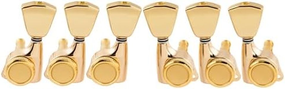 Musiclily Pro 3L3R Guitar Locking Tuners 18:1 Ratio Lock String Tuning Key Pegs Machine Heads Replacement for LP SG Style Style Electric Folk or Acoustic Guitar, Gold with Keystone Button
