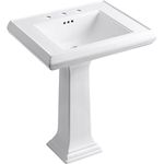 Kohler K-2258-8-0 Memoirs Pedestal Lavatory with 8" Centers and Classic Design, White