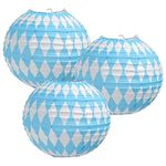 Beistle 54548 Oktoberfest Paper Lanterns, 9-1/2-Inch, Blue/White