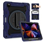 ROSROME for iPad Pro 12.9 Case 6th/5th/4th/3rd Generation with Screen Protector for Kids,Heavy Duty Shockproof Cover for iPad Pro Case 12.9 Inch with 360 Kickstand Hand Strap Pencil Holder