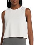 BALEAF Women's Workout Crop Tank Cropped Muscle Tops Cute Quick Dry Gym Yoga Shirts White Size M