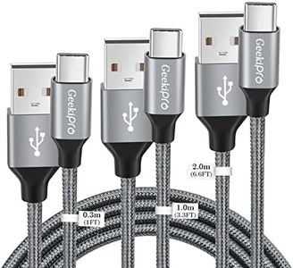 WIKIPro USB Type C Cable,USB A 2.0 to USB-C Charger Cord 3 Pack(1/3.3/6.6FT),Nylon Braided Quick Charging and Fast Data Sync Powerline for Samsung Galaxy,Pixel,LG,Moto,Nintendo Switch and More…