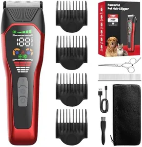 Grimgrow Dog Clippers Pet Shaver for Heavy Thick Coats, Low Noise Cat Grooming Kit Rechargeable Dog Hair Clipper, 2-Speed Cordless Pet Hair Trimmer for Medium and Large Animals