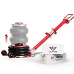 BullsArmor Air Jack 3 Ton (6,600 lbs) Capacity - Heavy Duty Triple Bag Pneumatic Air Bag Car Jack for Rapid Lift (Lifting Height Range: 5.9 – 15.8 inches) with Adjustable Handle – Lava Red