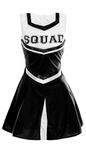 Ladies Cheerleader Fancy Dress Costume - X-Large - Black Varsity Uniform with Pleated Skirt - Womens High School Dress Up Cheer Captain American Party Outfit