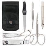 3 Swords Germany - brand quality 6 piece manicure pedicure set for nail care scissors clipper with case by 3 Swords Germany - black