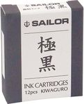 Sailor Refills Kiwa-Guro Super Black 12-Pack Fountain Pen Cartridge - 13-0602-120