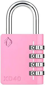 Zarker XD40 Combination Lock, 4 Digit Padlock for School Gym Sports Locker, Fence, Toolbox, Case, Hasp Storage (1-Pack, Pink)
