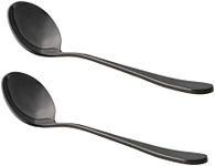 watchget Professional Coffee Cupping Spoon, Round Stainless Steel Spoon for Coffee Tasting,Coffee Scoop for Roasters and Cuppers, Black, Set of 2