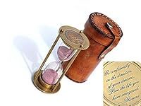 ROORKEE Instruments Nautical Brass Hourglass, Sand Clock, Sand Timer with Thoreau's Go Confidently Poem Carved on Both Sides, Metal Sand Watch with Beautiful Leather Case, Home, Desk, Office Décor.