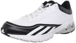 adidas Men's Falcon Leather Baseball Cleat,Running White/Black/Metallic Silver,4.5 D US