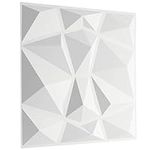 Decorative Wall Panels Textured Wall Tiles Diamond Design White 6 Sheets Set | 1.5 sqm | 16.15 sqft | Wall Paneling 3D Effect Wall Decor PVC Panels Wall Cladding 3D Wall Panel