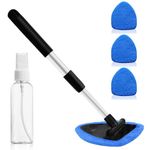 JNBGTU Car Window Cleaner Kit, Multifunctional Expandable Windscreen Cleaner with 180° Swivel Head, 3 Microfiber Pads, Spray Bottle, Ideal for All Vehicles