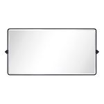 TEHOME 58 x 28'' Full Length Pivot Tilt Mirror for Bathroom Double Wide Black Tilting Vanity Mirror Metal Framed Full Body Pivoting Beveled Vanity Mirrors Wall Mounted Floor Mirror