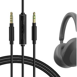Geekria QuickFit Cable de Audio con Micrófono Compatible con Sony WH-XB910N XB900N 1000XM5 1000XM4 CH710N Auriculares,3.5mm Cable Estéreo de Repuesto con Micrófono en línea y Control de volumen(1.2 m)