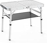 Sportneer Camping Table, Adjustable Height Small Folding Table with Mesh Layer Portable Camp Tables with Aluminum Legs for Outdoor Camp Picnic Beach BBQ Cooking (23.6" L x 15.7" W (2 Height)), White