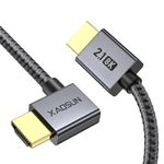 XAOSUN Right Angle HDMI 2.1 Cable 2M, 48Gbps Ultra High Speed HDMI Cord Support 8K@60Hz 4K@120Hz Dynamic HDR eARC HDCP 2.2& 2.3 HDR10, Compatible with PS5,PS4,X-Box,Roku TV,HDTV,Blu-ray,LG,Samsung