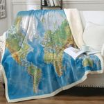 Sleepwish Map Fleece Blanket Vivid 3d Print Map of The World Sherpa Throw Blanket 50x60 Inches